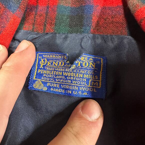 Vintage Pendleton Wool Button Down Plaid Shirt Unlined Coat Size M - Picture 9 of 11